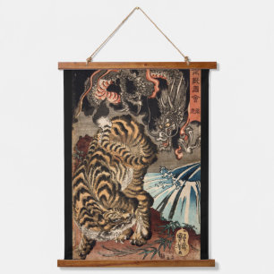 Tijger en Draak, Kuniyoshi, Ukiyo-e Hangend Wandkleed