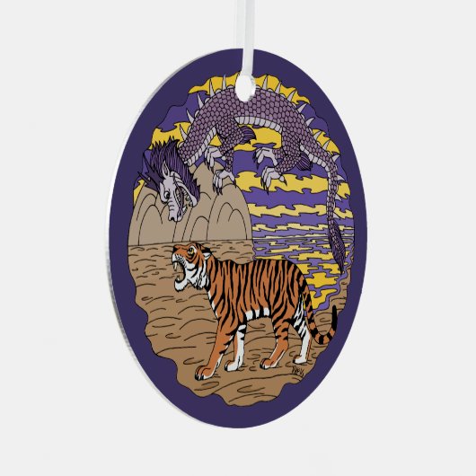 Tijger en draak metalen ornament (Voorkant Rechts)