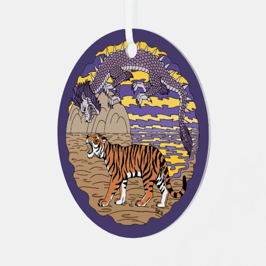 Tijger en draak metalen ornament (Voorkant links)