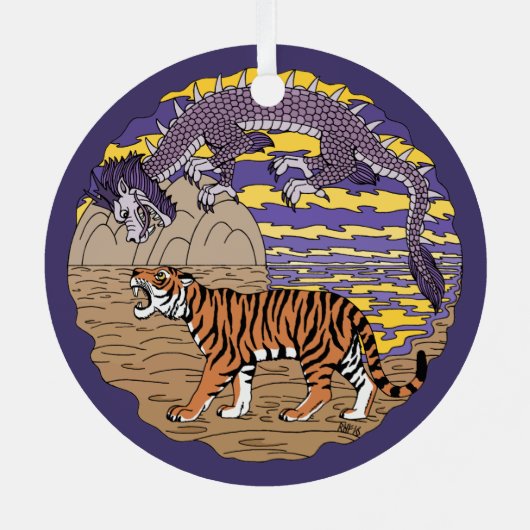 Tijger en draak metalen ornament (Achterkant)