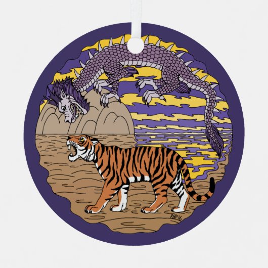 Tijger en draak metalen ornament (Voorkant)