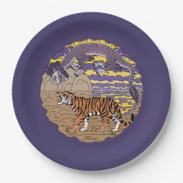 Tijger en draak papieren bordje