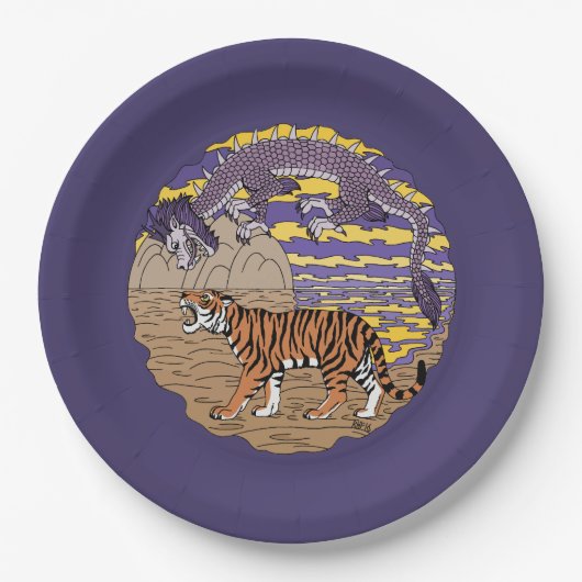Tijger en draak papieren bordje (Voorkant)