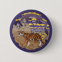 Tijger en draak ronde button 5,7 cm