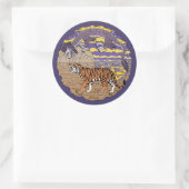 Tijger en draak ronde sticker (Tas)