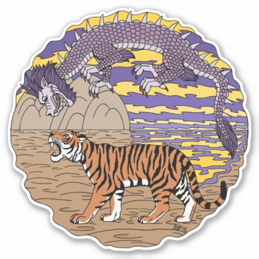 Tijger en draak sticker (Voorkant)