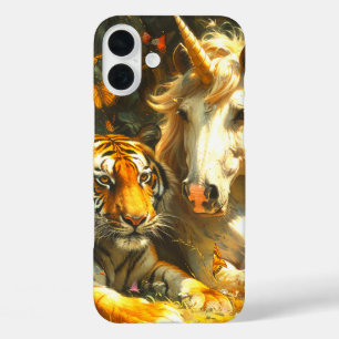 Tijger en eenhoorn telefoonhoesje iPhone 16 plus hoesje