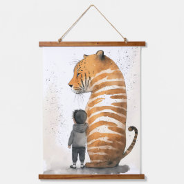 Tijger en jongen hangend wandkleed