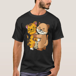 Tijger en kat schattige dierentuindieren knuffelen t-shirt