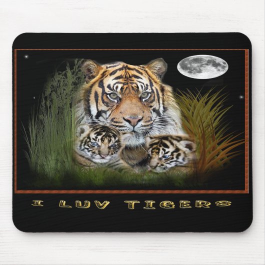 Tijger en kubs mousepad muismat (Voorkant)
