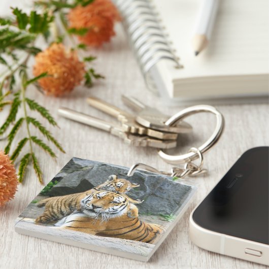 Tijger en kubusliefde sleutelhanger (Voorkant Rechts)