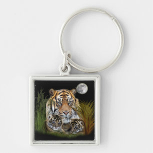 Tijger en kubussen sleutelhanger