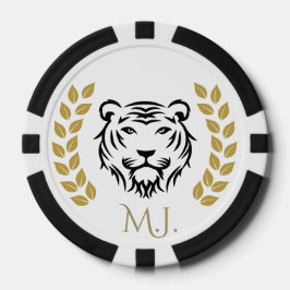 Tijger en laurier zwart en goud poker chips