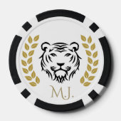 Tijger en laurier zwart en goud poker chips (Achterkant)