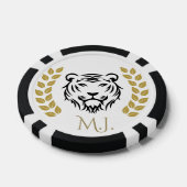 Tijger en laurier zwart en goud poker chips (Enkel)