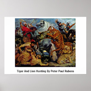 tijger en leeuw door paus Paul Rubens Poster
