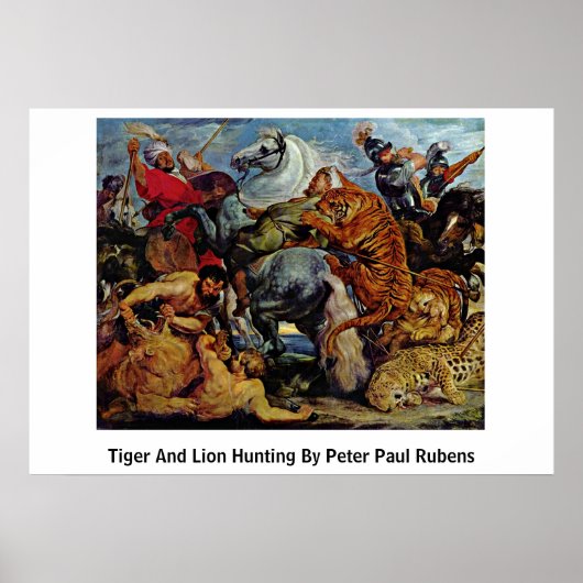 tijger en leeuw door paus Paul Rubens Poster (Voorkant)