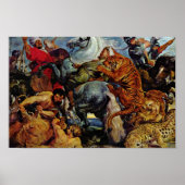 tijger en leeuw jagen door Rubens Peter Paul Poster (Voorkant)