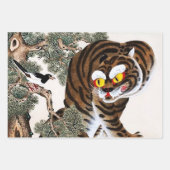 Tijger en Magpie Minhwa onder Pine Tree Inpakpapier Vel (Voorkant 3)