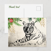 Tijger en palmbladeren Vakantie Kerstmis Bedankt Briefkaart (Voorkant / Achterkant)