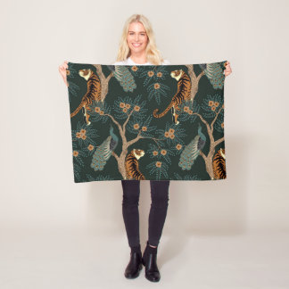 tijger en pauw fleece deken