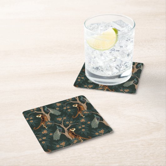  tijger en pauw kartonnen onderzetters (Insitu)