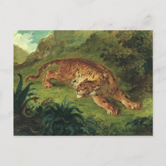 Tijger en slang, 1858 briefkaart (Voorkant)