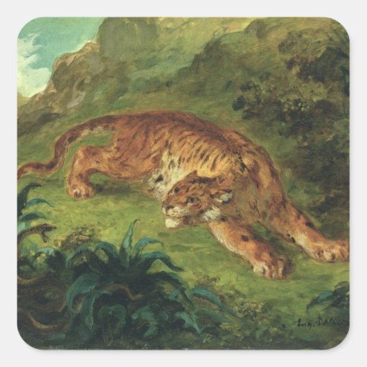 Tijger en slang, 1858 vierkante sticker (Voorkant)