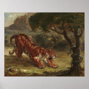 Tijger en slang - Eugène Delacroix Fine Art Poster