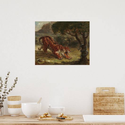 Tijger en slang - Eugène Delacroix Fine Art Poster (Keuken)