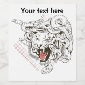 Tijger en slangen wijn etiket (Enkel label)