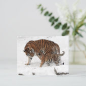 Tijger en sneeuw in de sneeuw briefkaart (Staand voorkant)