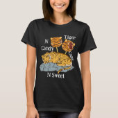 Tijger en Snoep Schattige en lief dier zwart vrouw T-shirt (Voorkant)