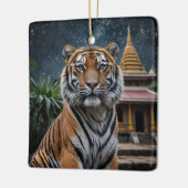 Tijger en tempel keramisch ornament (Links)