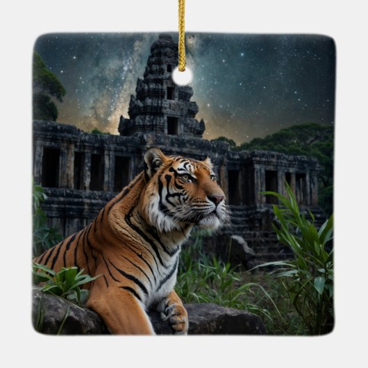 Tijger en tempel keramisch ornament (Achterkant)