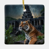 Tijger en tempel keramisch ornament (Voorkant)