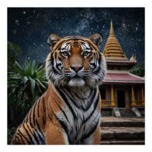 Tijger en tempel perfect poster