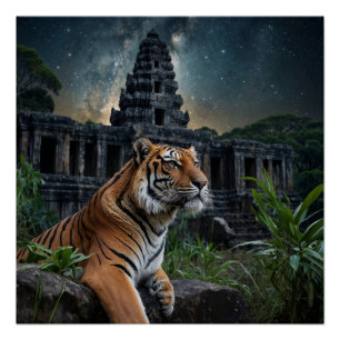 Tijger en tempel perfect poster