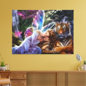 tijger en vlinder canvas afdruk (Insitu (Woonkamer))