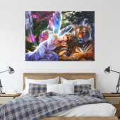tijger en vlinder canvas afdruk (Insitu (Slaapkamer))