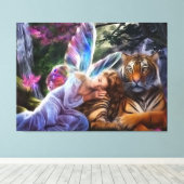 tijger en vlinder canvas afdruk (Insitu (Houten vloer))