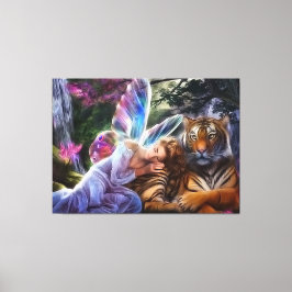 tijger en vlinder canvas afdruk