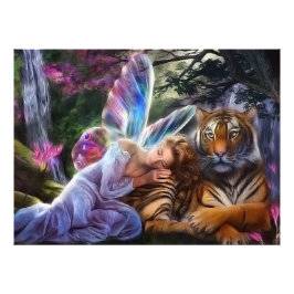 tijger en vlinder foto afdruk