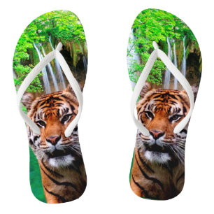 Tijger en waterval teenslippers