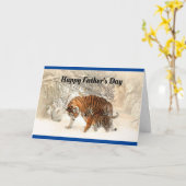 Tijger en welp Happy Vaderdag Kaart (Gele Bloem)