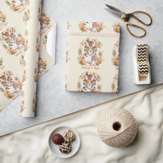 Tijger en welp Nieuwe baby Vakantie Cadeaupapier (Crafts)