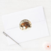 Tijger en welp, winters landschap, ronde sticker (Envelop)