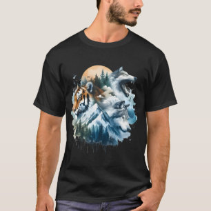 Tijger en Wolf Kunst – Wilde Dieren Natuur Land T-shirt