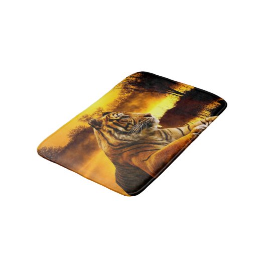 Tijger en zonsondergang badmat (Gekanteld)