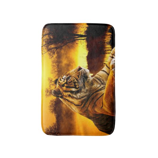 Tijger en zonsondergang badmat (Voorkant Verticaal)